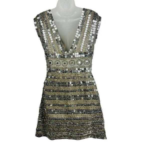 NWT Evening Scala Handmade Silk & Sequined Dress Sz 6 - Picture 2 of 14